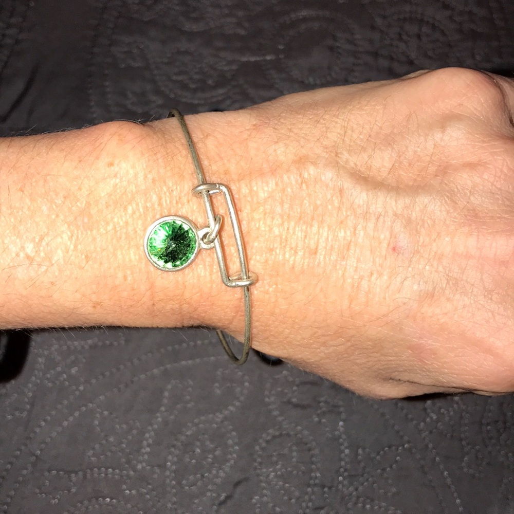 Alex and Ani horseshoe green stone bracelet